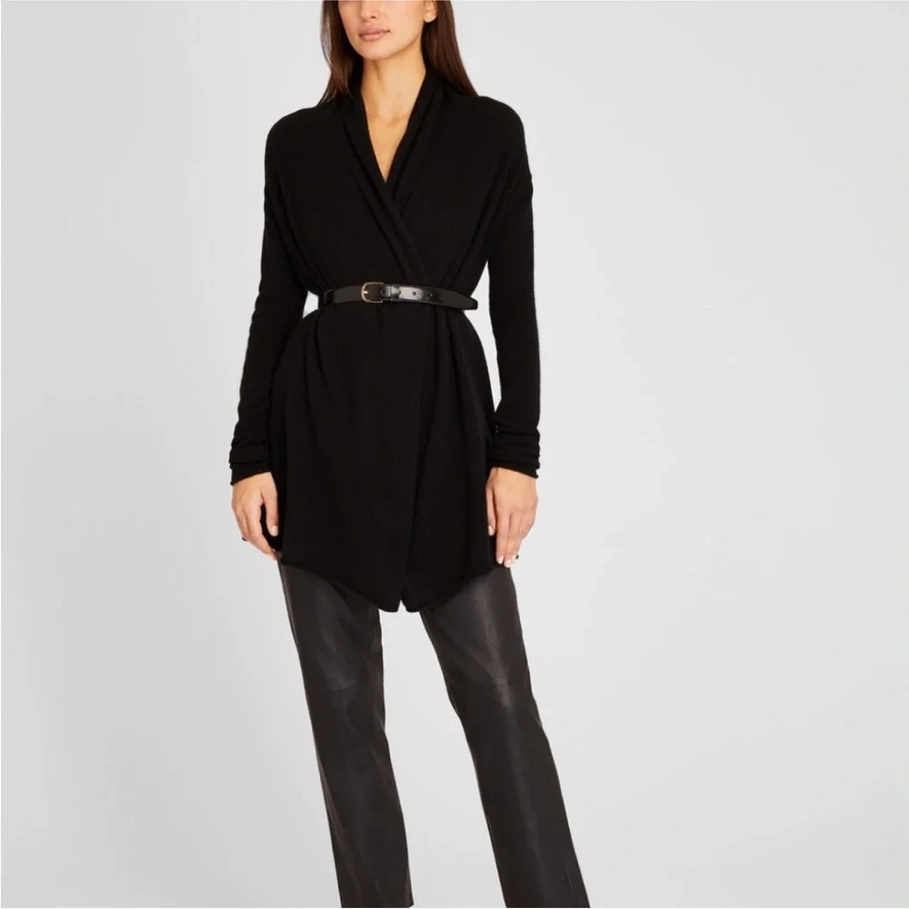 Club Monaco Cristina 100% Cashmere Shawl Lapel Cardigan Sweater Black XS
